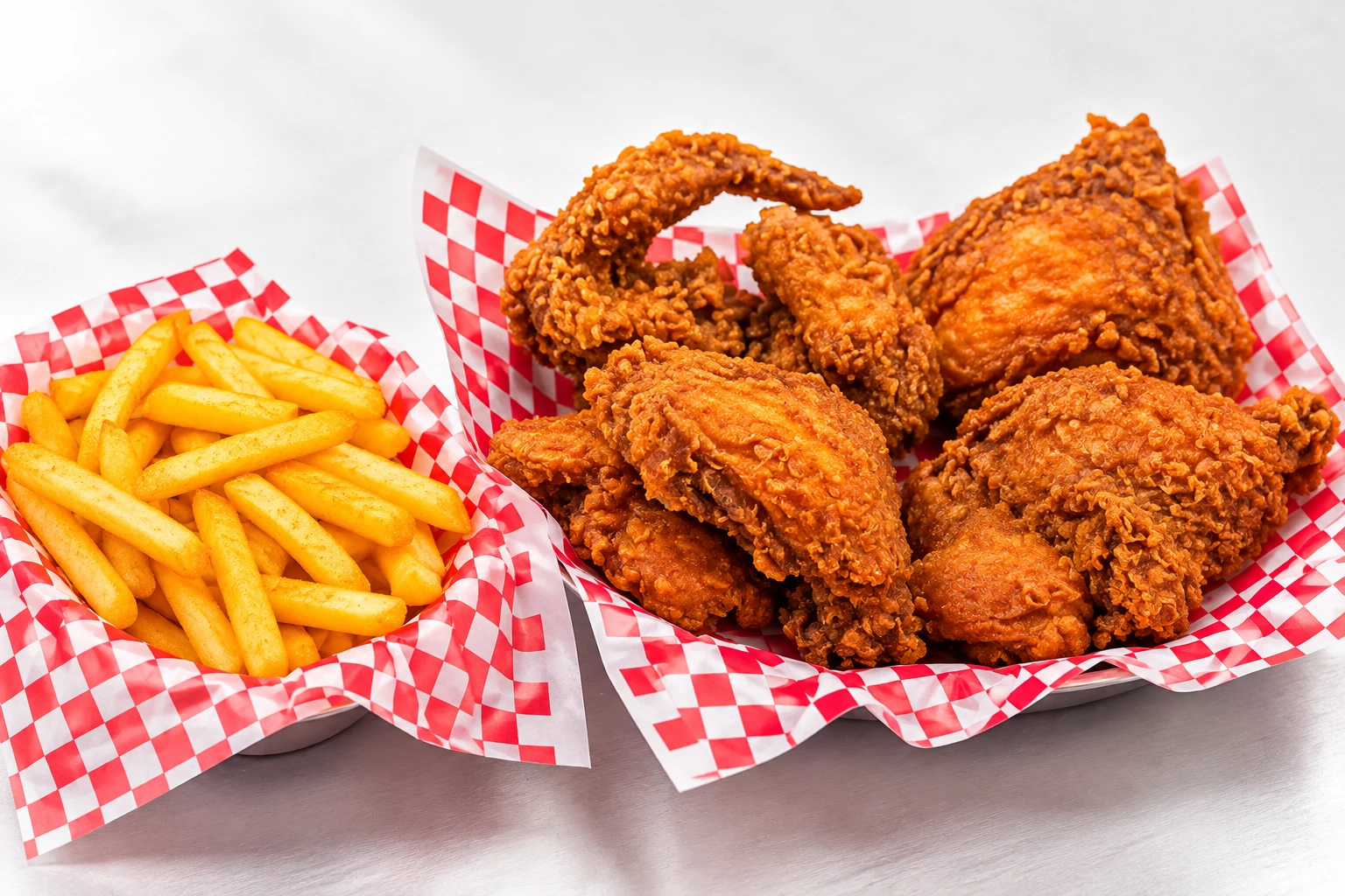 Combo para 4 de 8 presas de pollo broaster con papas fritas